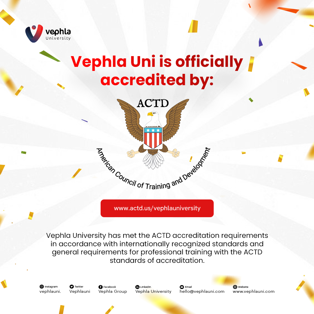 Vephla University Officially Accredited by the American Council of Training and Development